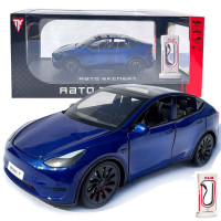 Машинка металл Tesla model Y электрокар синяя Тесла 1:24 откр двери баг капот звук звук свет 19*6,5*8,5см (EL 70333)