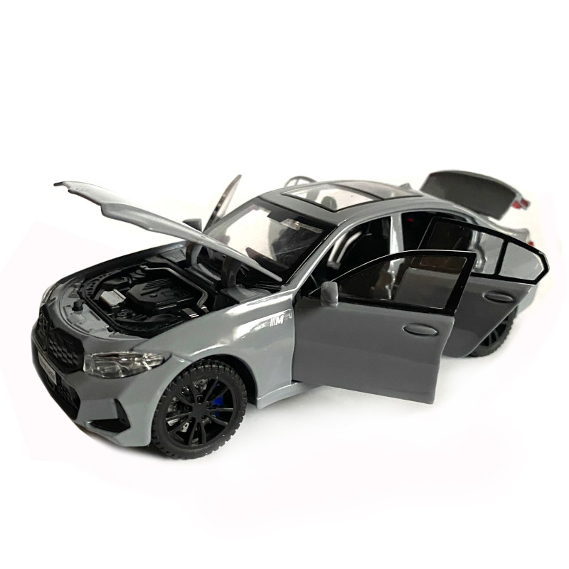 Іграшкова машинка металева BMW 320Li, БМВ, сіра, звук, світло, інерція, откр двері, багажник, капот, Автоексперт, 1:32,15*7*5см (ТК-10105)