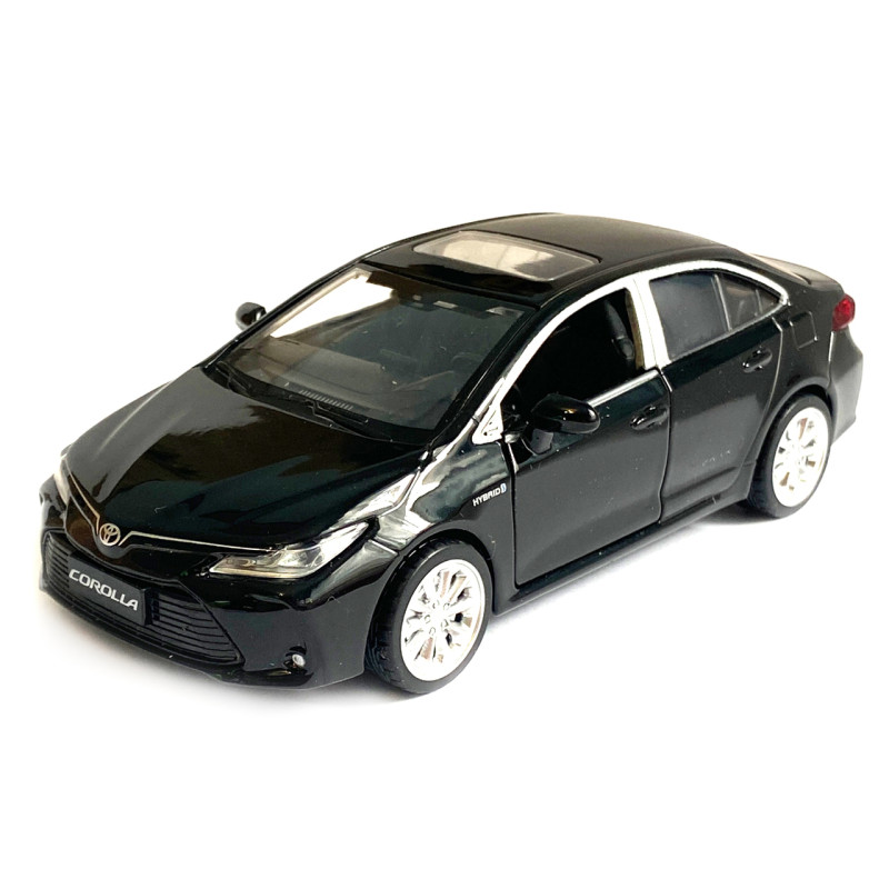 Машинка іграшкова металева Toyota Corolla Hybrid Автопром Тойота Королла гібрид, чорна, світло, звук, відкр. двері, 14*6*4 см (68432)