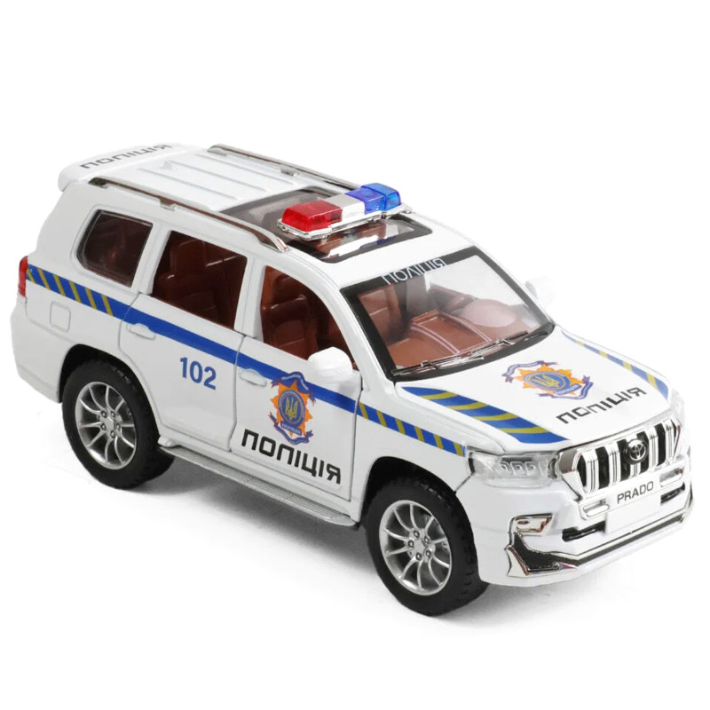 Машинка металева Поліція Toyota Land Cruiser Prado Тойота 1:24 інерція відкр двері баг капот звук світло 21*10*8,5см (41952)