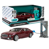 Машинка металлическая Bentley Flying Spur Hybrid красная зарядная станция Автопром 1:38 свет звук 14*5,5*4 см (68718R)