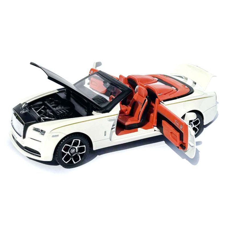 Машинка метал Rolls-Royce Dawn Spofec Ролс Ройс кабріолет білий 1:24 відкр двері баг капот звук світло 22*6,5*8см (AP-2013)
