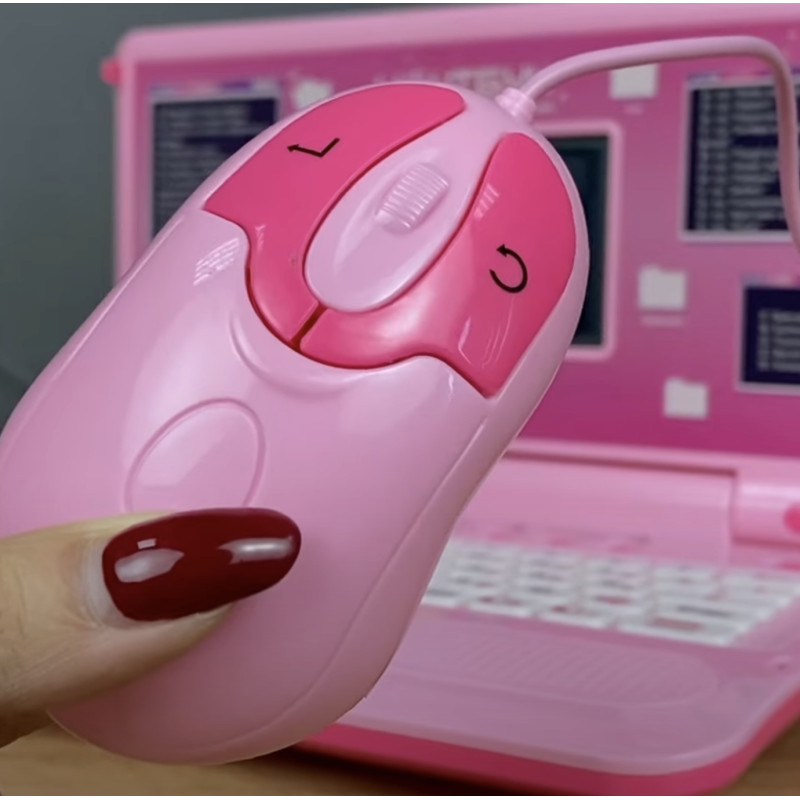 Дитячий навчальний ноутбук WToys, рожевий, 35 навчальних функцій, 11 розвиваючих ігор, 9 мелодій, укр та анг мови, мишка, 1 пісня рос, 29*22*5см (23556)