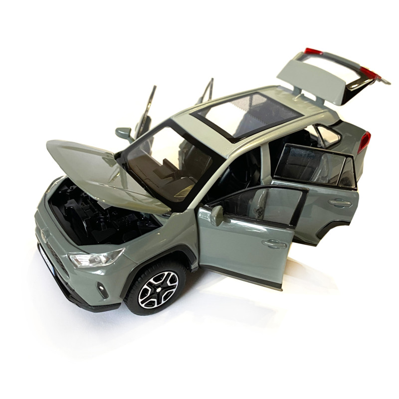 Машинка металева Toyota RAV4 Sport Тойота рав 4 спорт сіра 1:32 звук світло інерція відкр двері багажник капот гумові колеса 15,5*7*6см (AP-1967)