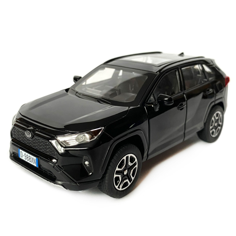 Іграшкова машинка металева Toyota RAV4 Sport, Тойота рав спорт, чорна, звук, світло, інерція, відкр двері, багажник, капот, Автоексперт, 1:32,14,5*7*6см (40962)