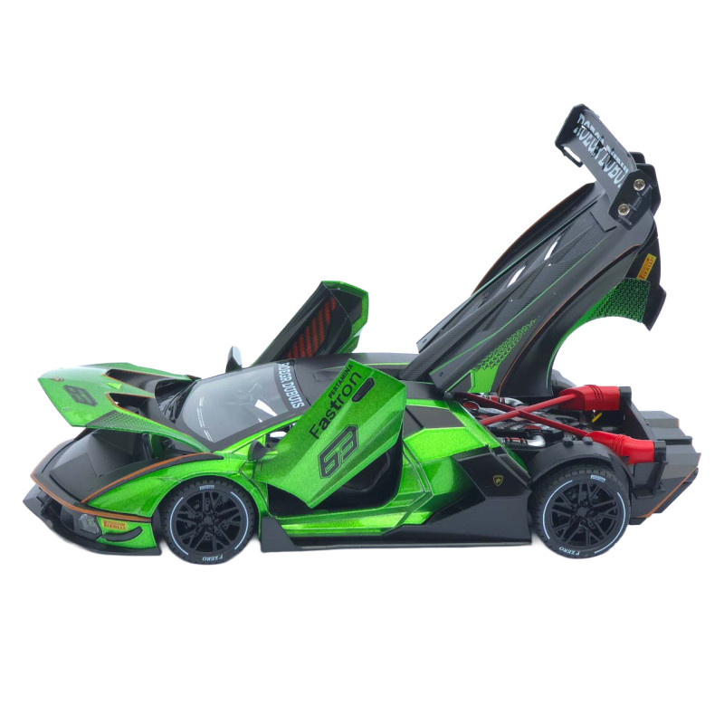 Машинка метал Lamborghini Essenza SCV12 зелена 1:24 звук світло відчин двері капот багажник (1650-05)