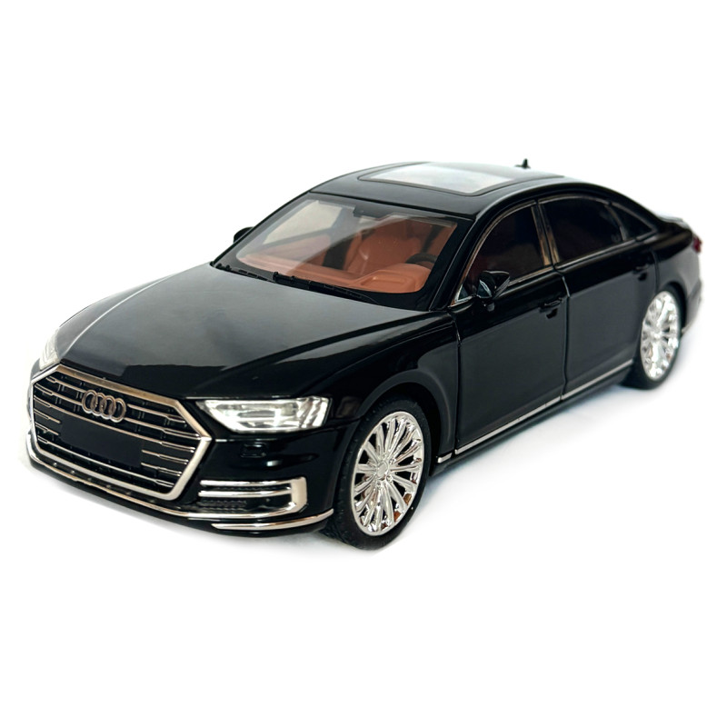 Машинка металева Audi A8 Ауді чорна 1:24 звук світло інерція відкр двері багажник капот гумові колеса 20,5*8*7см (AP-2065)