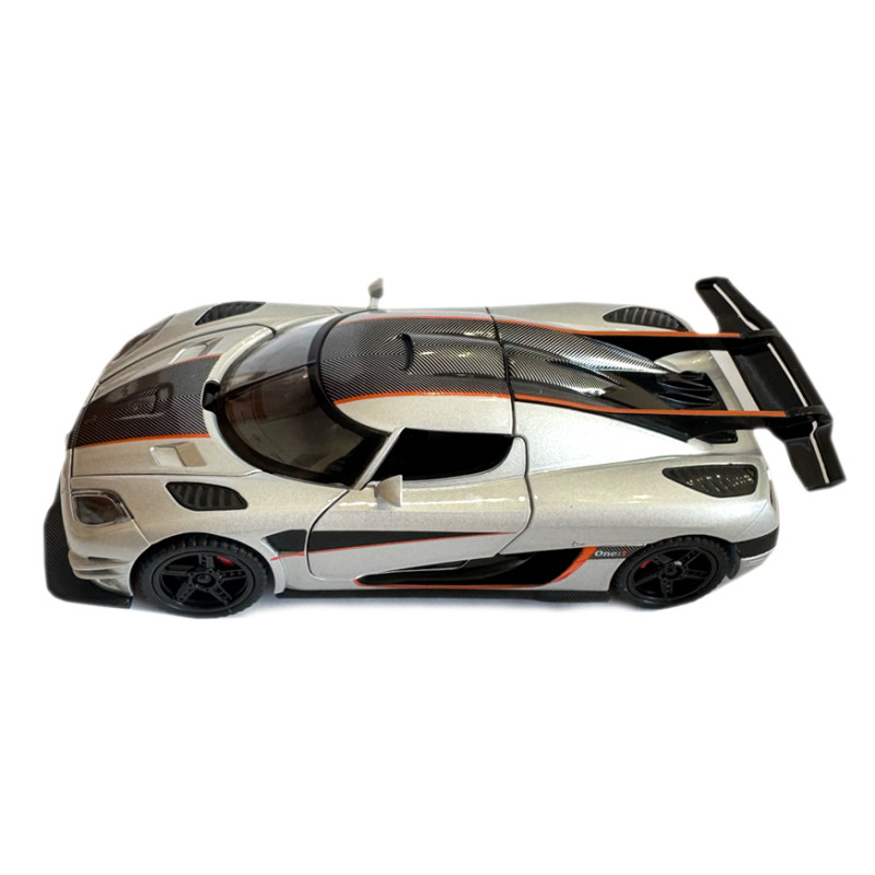 Машинка металева гіперкар Koenigsegg Agera 1:32 сіра звук світло інерція відкр двері баг капот  16*7*4см (DL-69005)