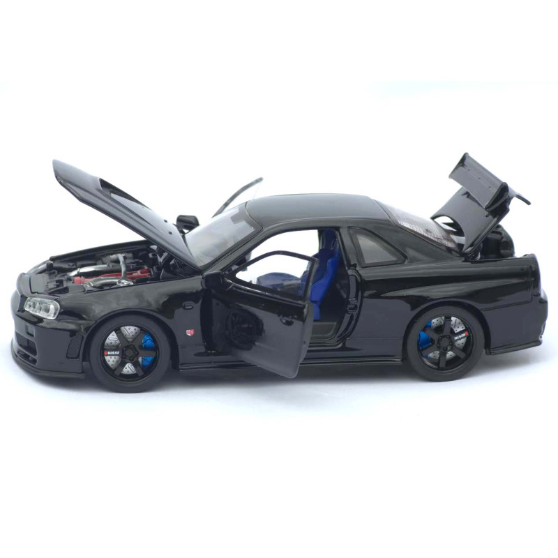 Машинка металл Nissan Skyline GT-R черная 1:32 свет звук инерция открыв двери капот багаж (TK-13306)