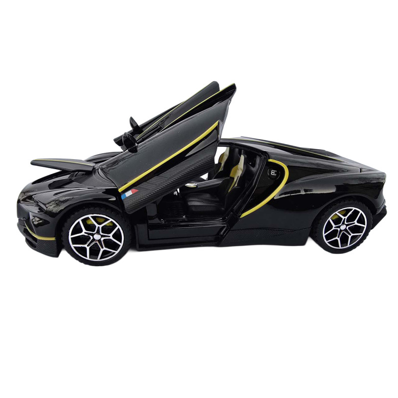 Машинка метал Bugatti Chiron Бугатті чорна 1:32 світло звук 16*7,5*4см (22805)
