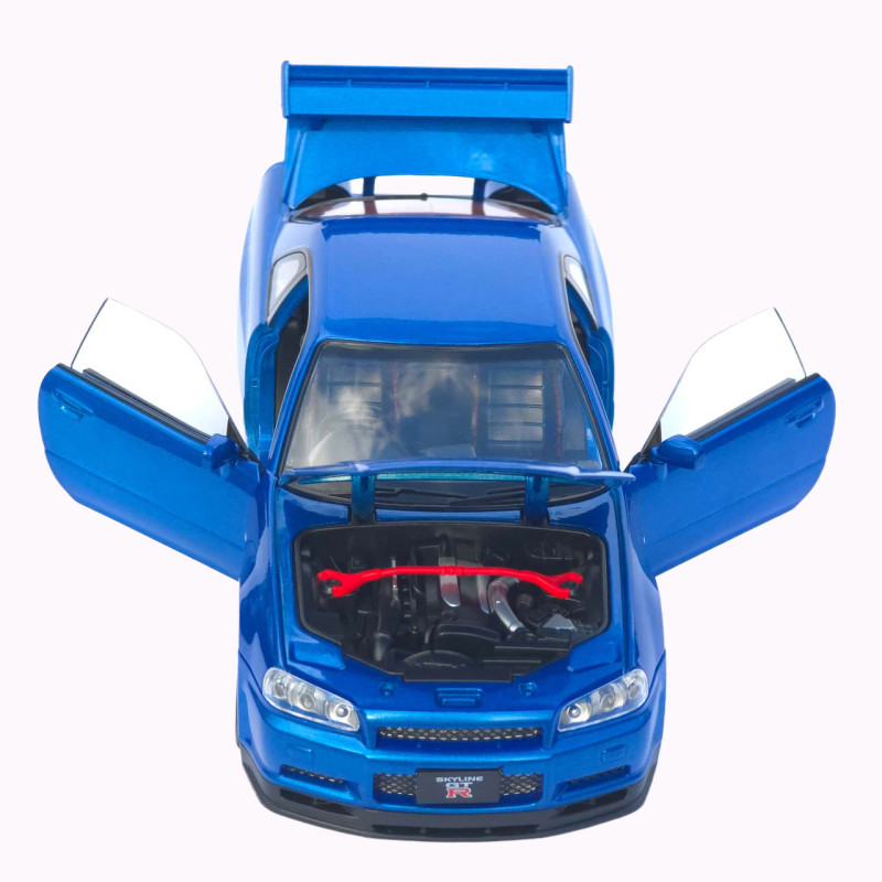 Машинка метал Nissan Skyline GT-R АвтоЕксперт синя 1:24 звук світло відкриваються двері капот багажник (1990-21)