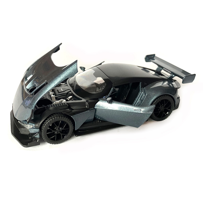 Іграшкова машинка металева Aston Martin Vulcan, астон мартін, сіра, звук, світло, інерція, откр двері, капот, Автоексперт, 1:32,14,5*7*4,5 см (ТК-10601)