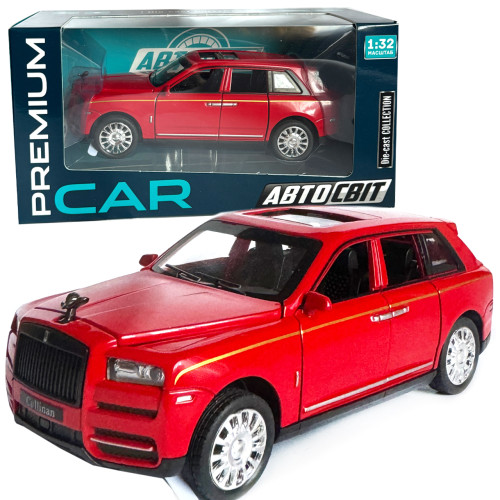 Машинка металева Rolls-Royce Cullinan ролс ройс червоний звук світло інерція відкр люк двері капот багажник 1:32,15*6,5*5,5см (AP-1751)