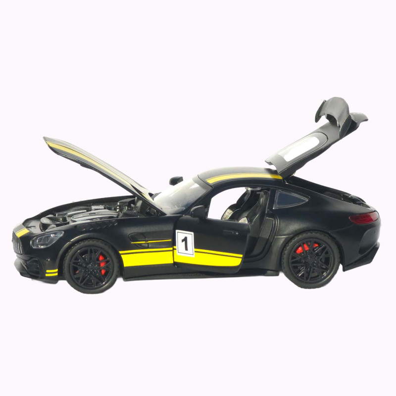 Машинка метал Mercedes-Benz AMG GT R АвтоЕксперт чорна з жовтим 1:32 звук світло інерція (LF-99081)
