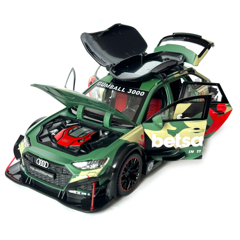Машинка металева Audi RS6 DTM BETSAFE Ауді зелена 1:24 звук світло відкр двері капот багажник Автосвіт 20,5*8,5*7см (AP-2025)