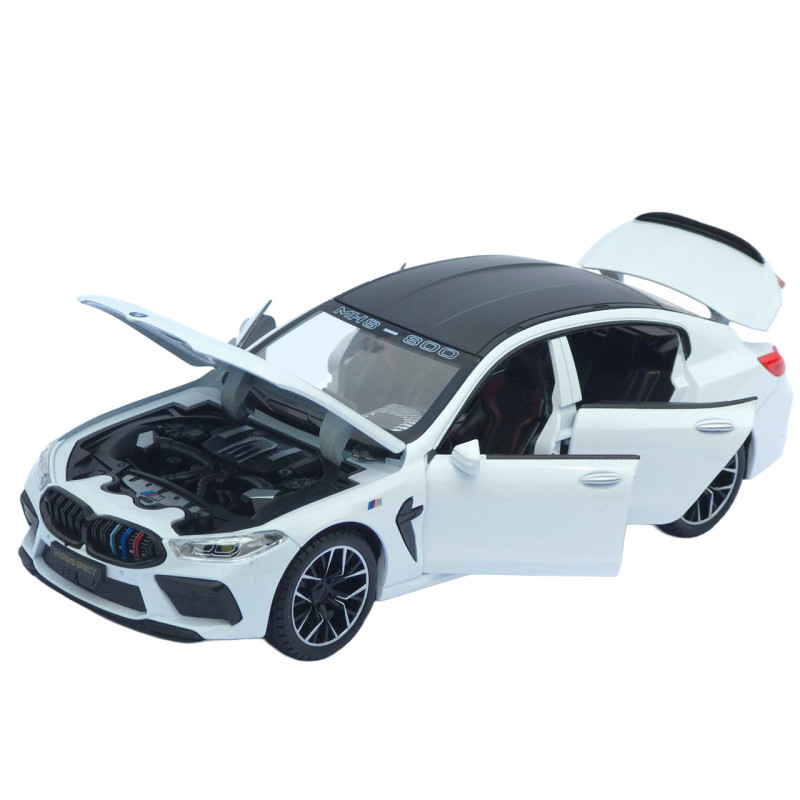Машинка металева BMW M8 Gran Coupe АвтоЕксперт біла 1:24 звук світло відкр двері капот багажник (1340-03)