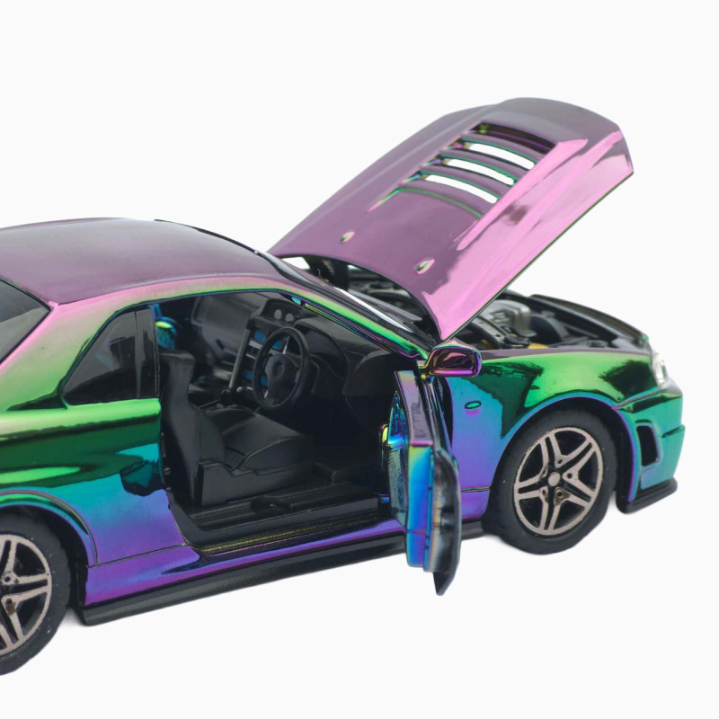 Машинка метал Nissan Skyline GT-R (R34) АвтоЕксперт хамелеон 1:32 звук світло інерція (ТК-9360)