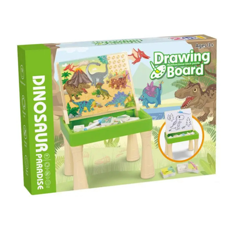 Ігровий столик “Drawing Board” Динозаври для малювання та складання пазла, дошка для малювання, для піску (009-2121)