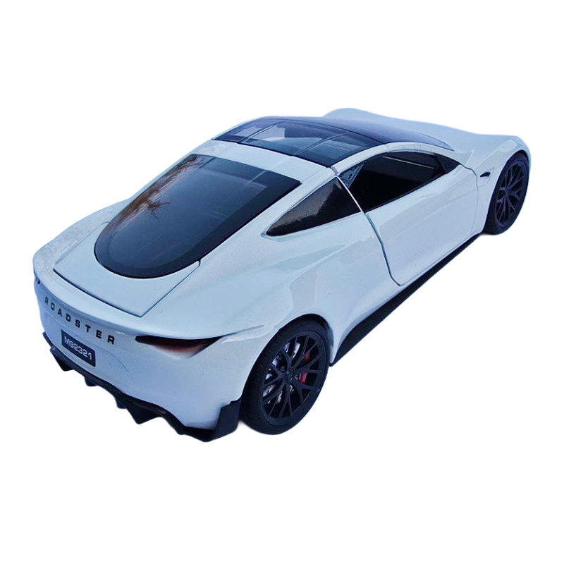 Машинка матал Tesla Roadster Тесла біла електро зарядка 1:24 звук світло 17*6,5*4,5см (RS-03612)