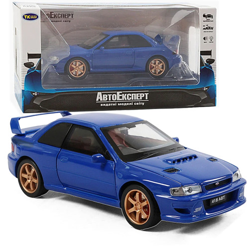 Машинка Subaru Impreza WRX STI синя субару 1:32 світло звук інерція відч двері баг капот 13,5*5*4,5см (TK-30718)