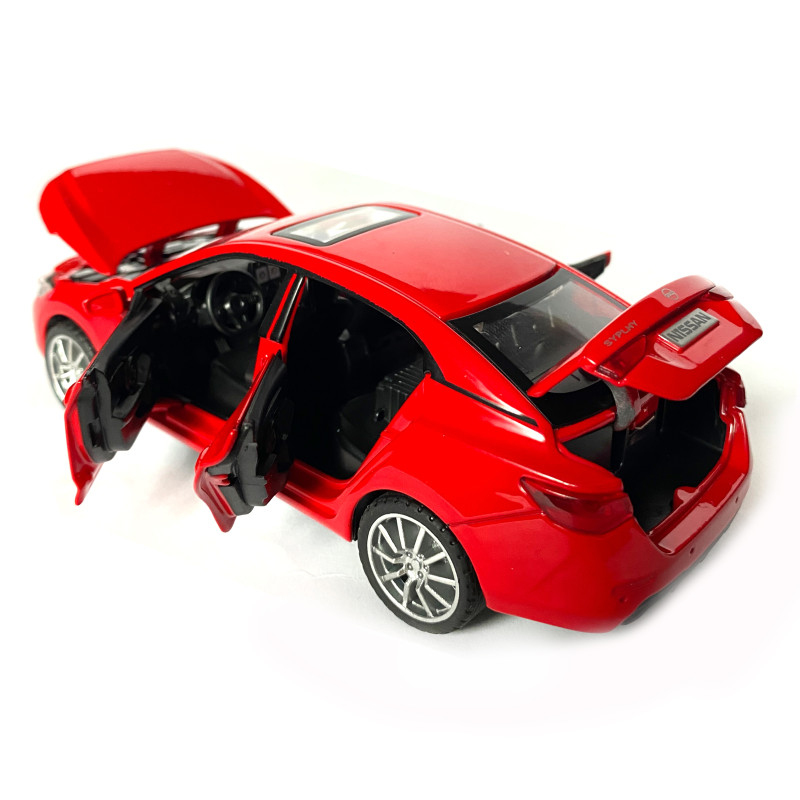 Іграшкова машинка металева Nissan Sylphy, ніссан, червоний, звук, світло, інерція, откр двері, капот, Автоексперт, 1:32,14,5*7*5 см (ТК-10584)