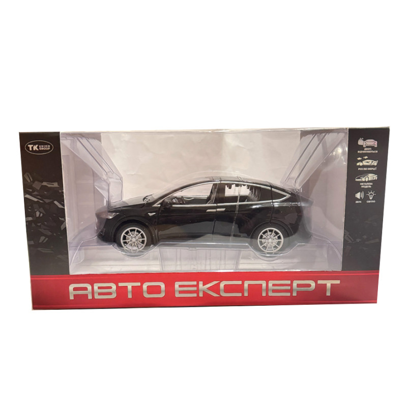 Машина металева Tesla Model 5 Тесла чорна 1:22 світло звук відч двері баг капот 21*8*7см (RS-66012)