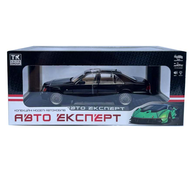 Машинка Mercedes-Benz W140 S чорна метал 1:24 звук світло інерція 21*8*6,5см (1130-19)