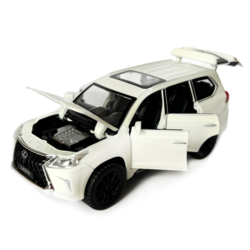 Машинка металева Lexus LX570 Лексус білий 1:32 звук світло інерція відкр двері багажник капот гумові колеса 15,5*6*7см (AP-1810)