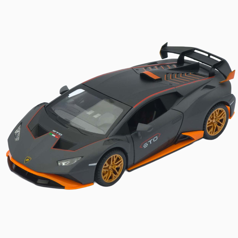 Машинка метал Lamborghini Huracan STO чорна 1:24 звук світло відчин двері капот багажник (2511-98)