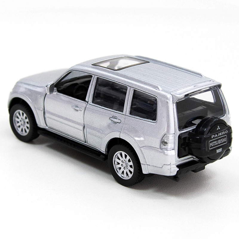 Іграшкова машинка металева MITSUBISHI PAJERO 4WD TURBO, мітсубісі паджеро турбо, срібний, відкр двері, інерція, 1:43 (250282)