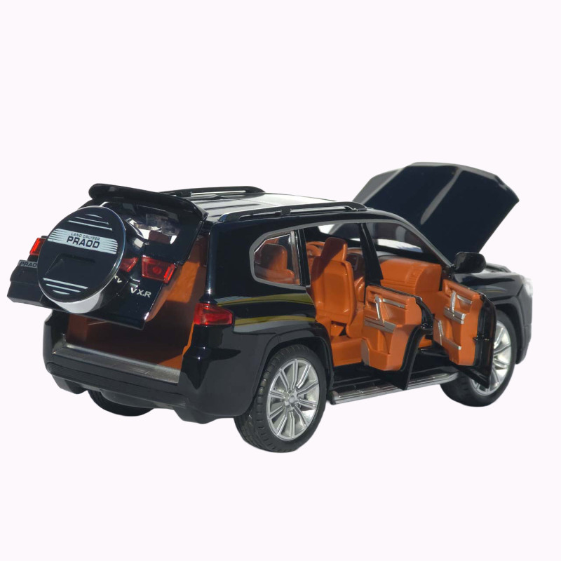 Машинка метал Toyota Land Cruiser Prado АвтоЕксперт чорна 1:24 звук світло відк двері капот багажник (1200-57)