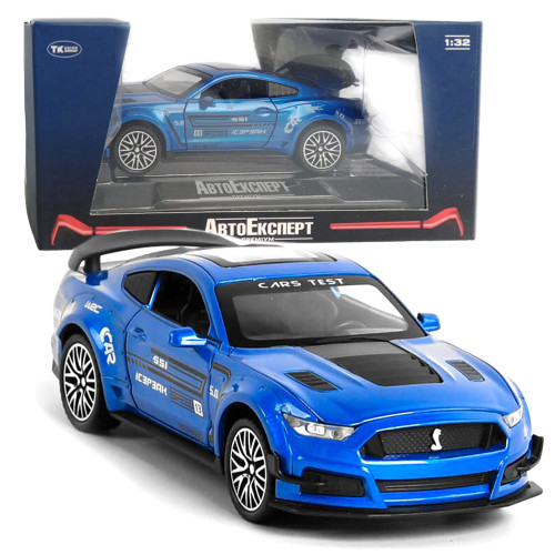 Машинка металева АвтоЕксперт Ford Mustang Shelby GT500 Синя 1:32 світло, звук, інерція, відчиняються двері, 16*6*5см (GT-1712)