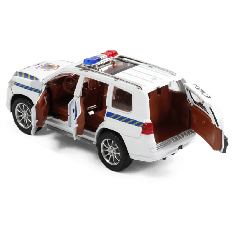 Машинка металева Поліція Toyota Land Cruiser Prado Тойота 1:24 інерція відкр двері баг капот звук світло 21*10*8,5см (41952)