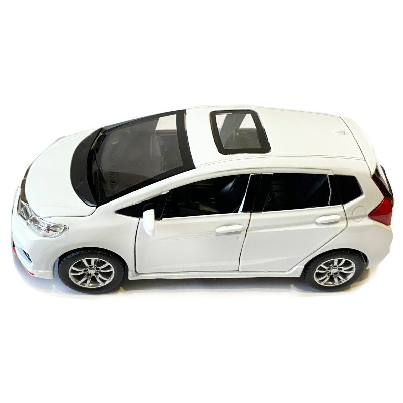 Машинка металева дитяча Honda Fit, біла, металева, 1:32, звук, світло, інерція, відкриваються двері, багажник, капот, 15*5*6см (GT - 04600)