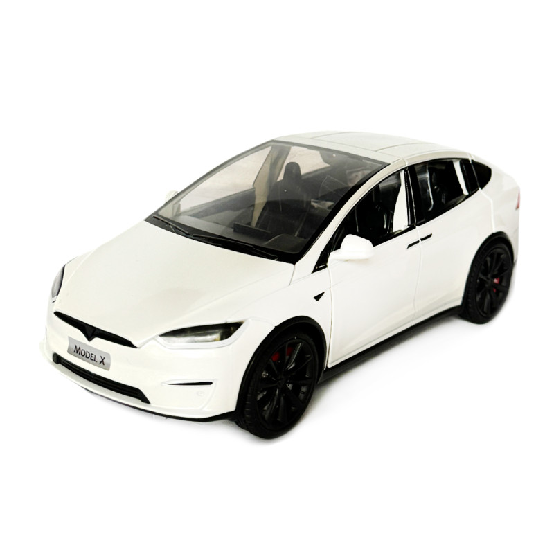 Машинка металева Tesla Model X Electrocar Тесла Модель X Електрокар біла 1:24 зарядна станція звук світло відч двері капот багажник гум колеса 18*6*8см (AP-2004)