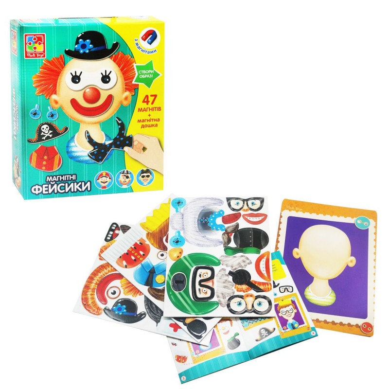 Дитяча настільна гра "Фейсики" Vladi Toys на магнітах, 47 магнітів (VT3702-15)