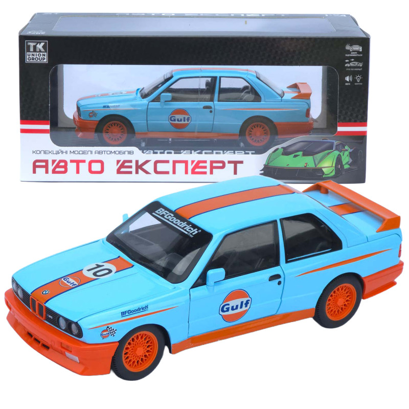 Машинка метал BMW M3 (E30) АвтоЕксперт синя 1:24 світло звук відкр двері капот багажник (1558-25)