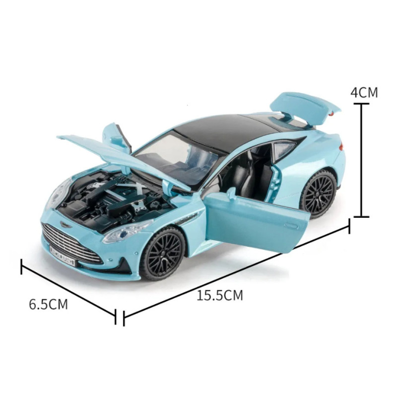 Машинка метал Aston Martin DB12 GT блакитна 1:32 світло звук 15,5*6,5*4см (84112)
