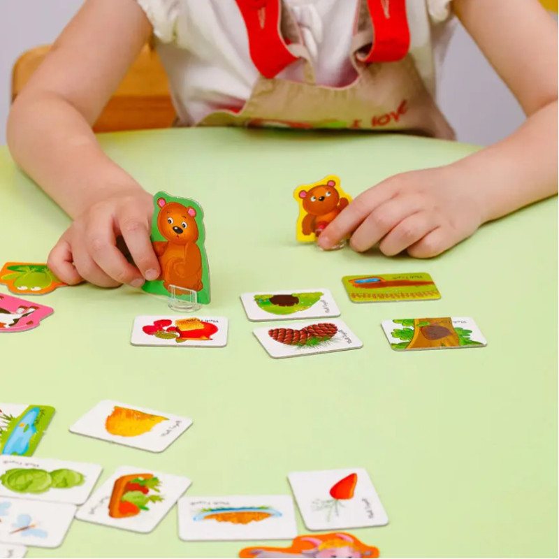 Настільна розвиваюча гра в асоціації "У лісі та на фермі" Vladi Toys, 32 картки, 2 фішки, укр (VT1804-46)