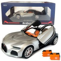 Машинка металева Bugatti Atlantic срібно-чорна АвтоЕксперт 1:24 парогенерація світло звук 20*8,5*5,5 см (GT-70150)