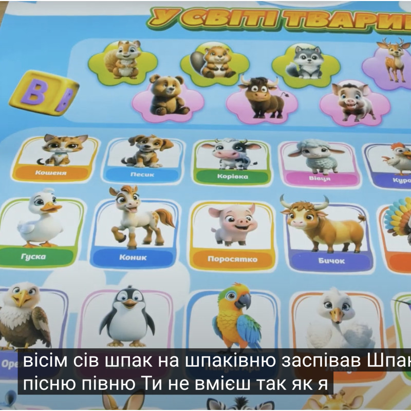 Інтерактивний плакат Абетка WToys укр мова тварини та комахи пісні мелодії вірші загадки екзамен 60,5*42*0,5см (39531)