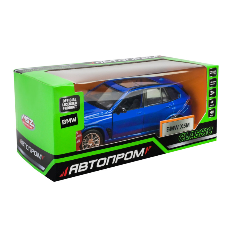 Машина метал BMW X5M синя 1:32 Автопром світло звук відкр двері 15*6*5,5 см (68497)