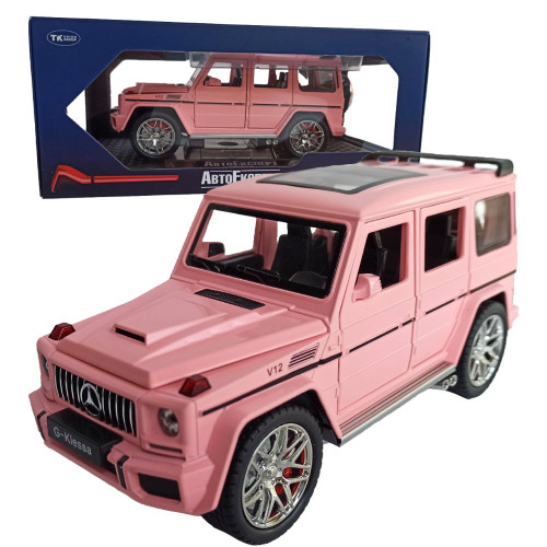 Машинка металева Mercedes-Benz G63 Мерседес Гелендваген, рожевий, Автоексперт, 1:24, світло, інерція, відкриваються двері, багажник, капот, 22*7*9,5см (GT - 08116)