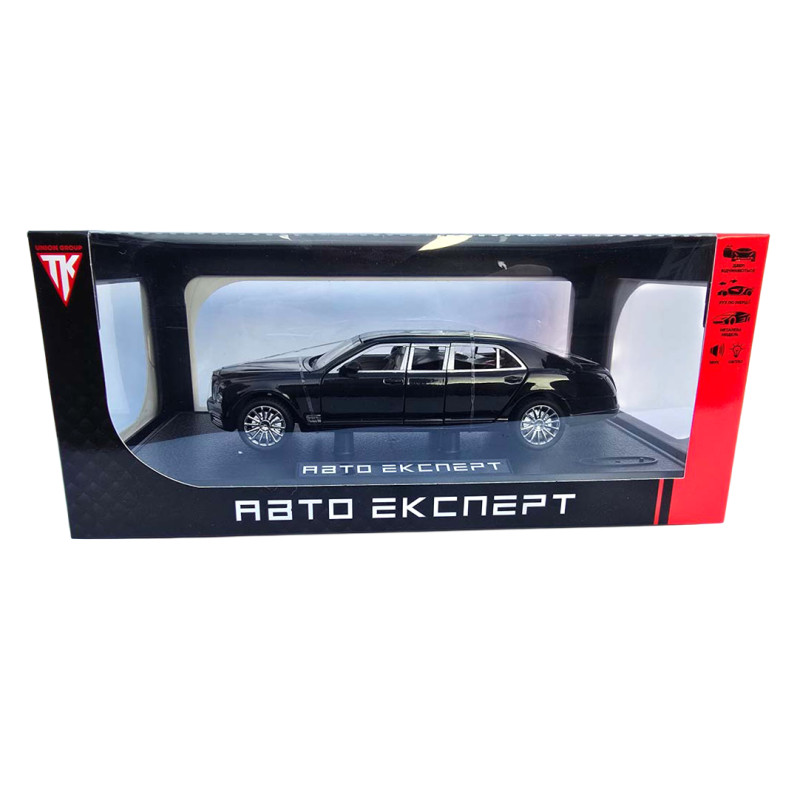 Машинка метал Bentley Mulsanne чорна Бентлі Мульсан лімузин 1:24 звук світло 20*5,5*5см (RS-52405)