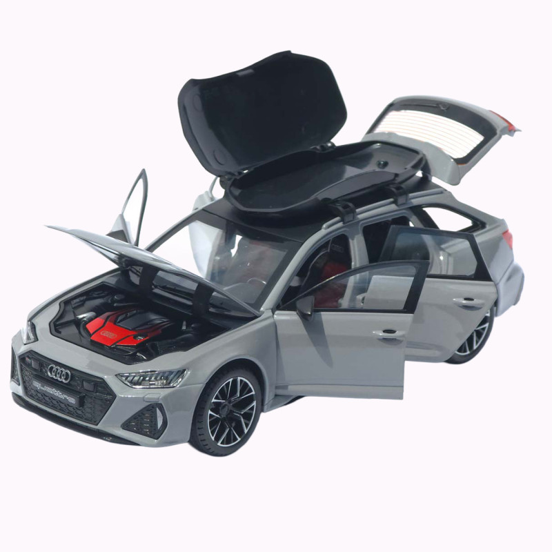 Машинка метал Audi RS6 Avant сіра 1:24 світло звук відкр двері капот багажник (1870-07)