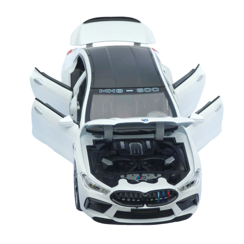 Машинка металева BMW M8 Gran Coupe АвтоЕксперт біла 1:24 звук світло відкр двері капот багажник (1340-03)