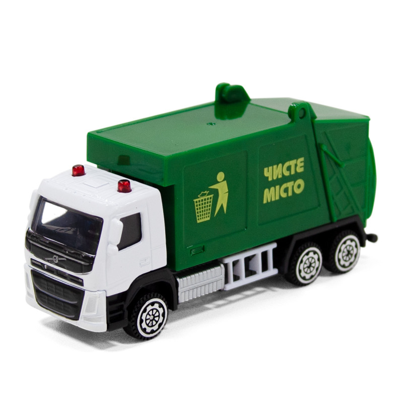 Машинка метал, пластик, дитяча Volvo Сміттєвоз, зелена, 3*11*5см (250300)