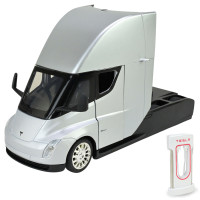 Машина метал Tesla semi truck head Тесла вантажівка срібло 1:24 світло звук 20*7*12см (AP7731)