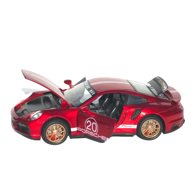 Машинка металева Porsche 911 Turbo S АвтоЕксперт червона звук світло інерція 15*6*4 см (LF-39078)