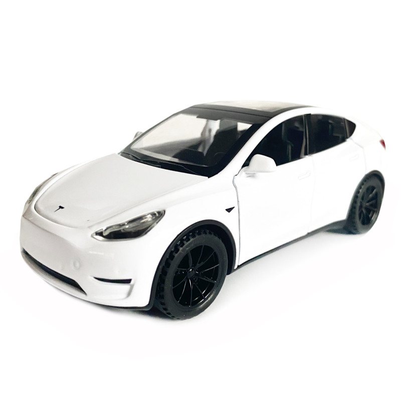 Іграшкова машинка металева Tesla Y, тесла, біла, звук, світло, інерція, откр двері, багажник, капот, Автоексперт, 1:32, 14,5*6*6см (ТК-16723/39110)